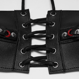 Punk Devil Eye Faux Leather Lace Up Bra Crop Top
