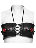 Punk Devil Eye Faux Leather Lace Up Bra Crop Top