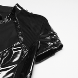 Punk Glossy Leather Dress with Mesh Insert and Buckles