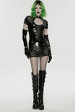 Punk Glossy Leather Long Gloves with Steel Studs
