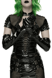 Punk Glossy Leather Long Gloves with Steel Studs