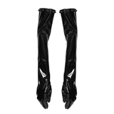 Punk Glossy Leather Long Gloves with Steel Studs