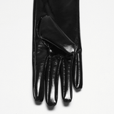 Punk Glossy Leather Long Gloves with Steel Studs