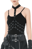 Punk Goth Strappy Chest Harness with Steel Eyelets