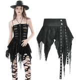 Punk Gothic Mini Skirt featuring Fishnet and Fringe Details
