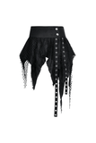 Punk Gothic Mini Skirt featuring Fishnet and Fringe Details