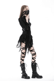 Punk Gothic Mini Skirt featuring Fishnet and Fringe Details