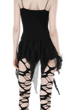 Punk Gothic Mini Skirt featuring Fishnet and Fringe Details