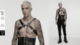 Punk Gothic PU Leather Body Harness with Metal Chains