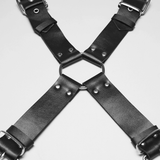 Punk Gothic PU Leather Body Harness with Metal Chains