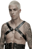 Punk Gothic PU Leather Body Harness with Metal Chains