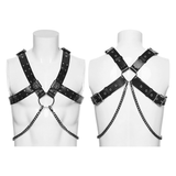 Punk Gothic PU Leather Body Harness with Metal Chains