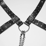 Punk Gothic PU Leather Body Harness with Metal Chains