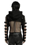 Punk-Inspired Black Short Jacket with Hollow Sleeves