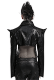 Punk-Inspired Cropped Faux Leather Jacket with Spikes
