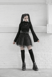 Punk-inspired High-Waist Plaid and Tulle Edgy Mini Skirt