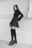 Punk-inspired High-Waist Plaid and Tulle Edgy Mini Skirt