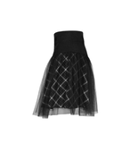 Punk-inspired High-Waist Plaid and Tulle Edgy Mini Skirt