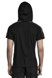Punk-Inspired Men's Black Mesh Hoodie T-shirt