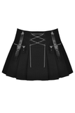 Punk-Inspired Pleated Mini Skirt with Chains and Straps