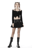 Punk-Inspired Pleated Mini Skirt with Chains and Straps