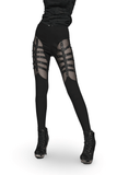 Punk-inspired Studded Black Mesh Panel Leggings