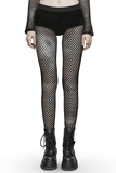 Punk-inspired Women's Elastic Black Fishnet Leggings