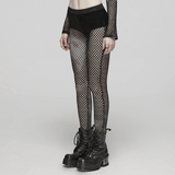 Punk-inspired Women's Elastic Black Fishnet Leggings