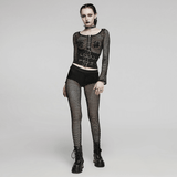 Punk-inspired Women's Elastic Black Fishnet Leggings