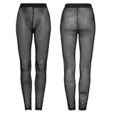 Punk-inspired Women's Elastic Black Fishnet Leggings