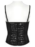 Punk Lace-Up Camisole Top with Fishnet Mesh Design