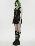 Punk Lace-Up Mesh Vest with Grommets and Front Slit