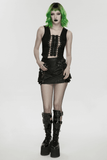 Punk Lace-Up Mesh Vest with Grommets and Front Slit