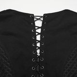 Punk Lace-Up Mesh Vest with Grommets and Front Slit