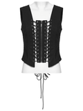 Punk Lace-Up Mesh Vest with Grommets and Front Slit
