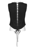Punk Lace-Up Mesh Vest with Grommets and Front Slit