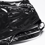 Punk Low Waisted Patent Hot Shorts with Studs