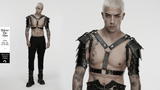 Punk Men's Black Faux Leather Shoulder Armor Harness