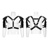 Punk Men's Black Faux Leather Shoulder Armor Harness