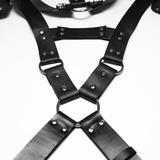 Punk Men's Black Faux Leather Shoulder Armor Harness