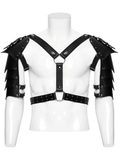 Punk Men's Black Faux Leather Shoulder Armor Harness