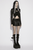 Punk Mesh Hooded Short Top with Rubberized Panels