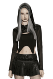 Punk Mesh Hooded Short Top with Rubberized Panels