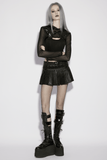 Punk Mesh Hooded Short Top with Rubberized Panels