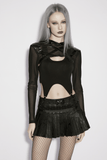 Punk Mesh Hooded Short Top with Rubberized Panels