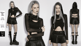 Punk Mesh Hooded Short Top with Rubberized Panels