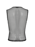 Punk Mesh Tank Top with Chains and Studded Strapwork