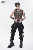 Punk Mesh Tank Top with Chains and Studded Strapwork