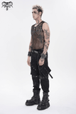 Punk Mesh Tank Top with Chains and Studded Strapwork