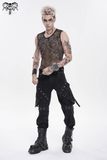 Punk Mesh Tank Top with Chains and Studded Strapwork
